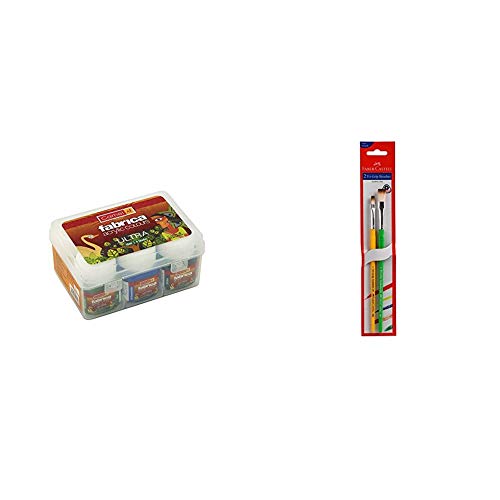 Camlin Kokuyo Fabrica Acrylic Ultra Colors – 10Ml Each, 6 Shades & Faber-Castell Tri-Grip Brush – Flat, Pack Of 2 (Assorted)