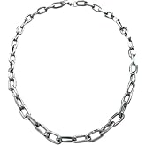 Silver Stainless Steel Paperclip Chain Necklace Choker Unisex Metallic Links