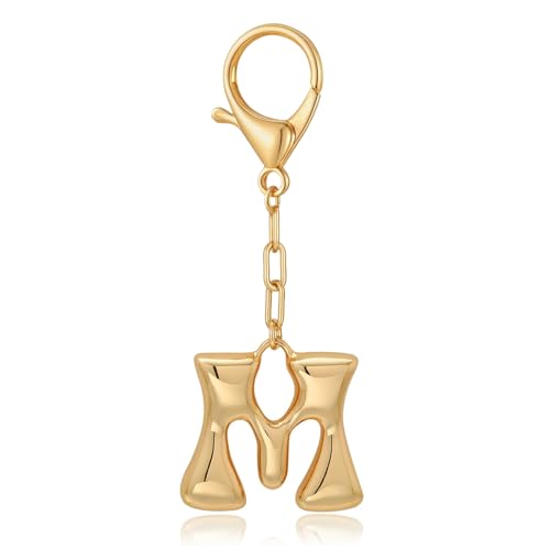 Nefokfdus Initial Keychain Bag Charm for Women,Gold Bubble… at Amazon
