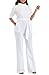 KISSMODA Casual Lapel Wide Leg Long Jumpsuits Rompers with Half Sleeve Clubwear White X-Large