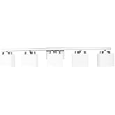 Dosoty 5-Light Modern Chrome Vanity Light Fixture with White Glass Shade for Bathroom Over Mirror, 40 Inches