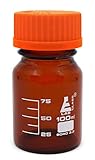 Eisco Labs 100ml Amber Reagent Bottle with Screw Cap and 10ml Graduations