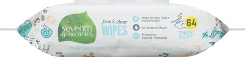 Seventh Generation Baby Wipes Sensitive Protection with Snap Seal Unscented Baby Wipes 64 Count