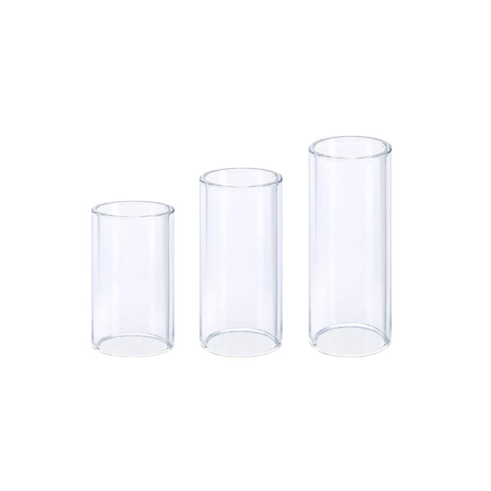 JIHUOO 3 Pcs Clear Glass Guitar Slides 51MM 60MM 70MM Finger Slides for Electric Bass Guitar