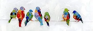 Begin Home Decor Colorful Birds on Wire Wrapped Canvas, 16x48, Multicolor