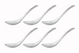 LIANYU Stainless Steel Soup Spoon Set of 6, Asian Japanese Chinese Soup Spoons with Deep Bowl, Healthy and Heavy Weight - Dishwasher Safe