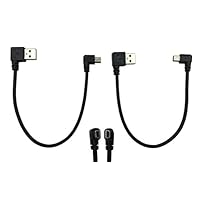 CERRXIAN 9Inch Mini USB Cable Combo Mini USB Right Angle & Left Angle Male to USB Type A 2.0 Right Angle Male Data Sync and Charge Cable (Black)(2-Pack) R