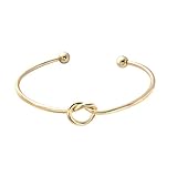 SENFAI Love Knot Bangle Bracelet Simple Knot Bangle Cuffs Women Stretch Bracelet Gold Silver Knot Bangles