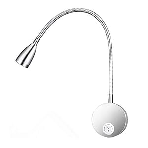 CASEWIND Wandleeslamp voor slaapkamer, wandlamp jeugdkamer, bedlamp zwanenhals wandmontage 3 Watt zilver