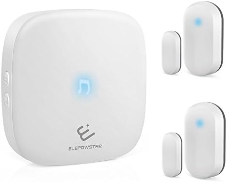 Wireless Doorbell,ELEPOWSTAR Expandable Door senor Chime Operating at 320 Feet Range,No Batteries Required for Receiver, over 52 Chimes,1 Receiver and 2 Magnetic Door Sensor