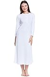 Del Rossa Women's Cotton Knit Nightgown, Long Henley Sleep Dress