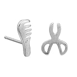Sterling Silver Tiny Scissor with Comb Stud Earring