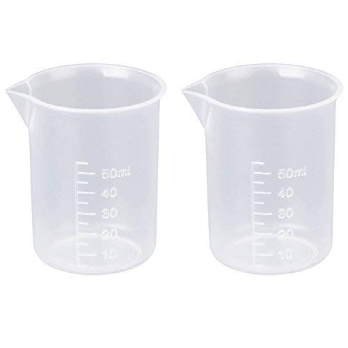 Beyond Dreams® 2 Measuring Jug 50ml Beaker Set | Small Beakers for Kitchen Lab | Mini Mixing Cups to measure Liquids | Plastik Cylinder Flask for Measurement