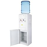 KUPPET 5 Gallon Water Cooler Dispenser-Top Loading Freestanding Water Dispenser with Storage Cabinet, Two Temperature Settings-Hot(85℃-95℃), Normal Temperature(10-15℃), WHITE (White)