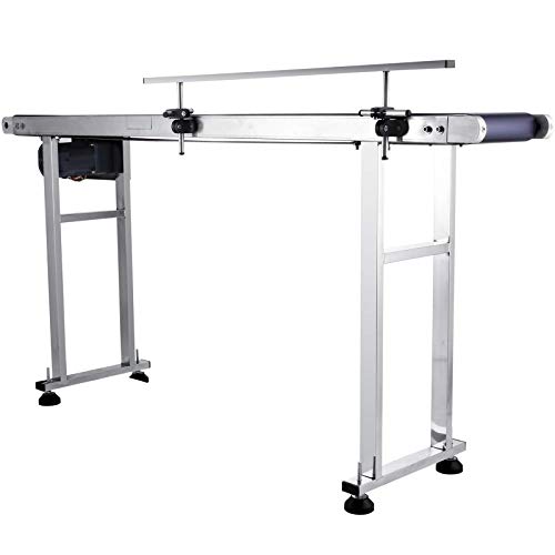 OrangeA Belt Conveyor 59 x 7.8 in Adjustable Conveyor Table 0-82 ft per min Conveyor Belt Stainless Steel Motorized Anti-Static PVC Belt with Single Guardrail - Thumbnail 3