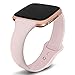 Kmasic Compatible Fitbit Versa Bands, Narrow Slim Soft Silicone Small Replacement Wristband for Fitbit Versa/Versa Lite Edition Women Men, Sand Pink, Small