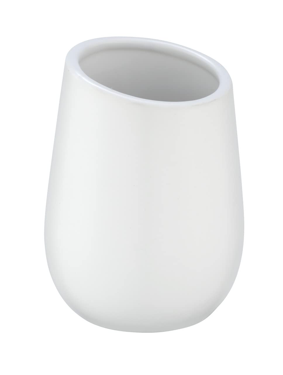 WENKO Badi Toothbrush Cup White Toothbrush Cup Made Ceramic with Matte Surface Toothbrush Cup for Storage of Toothbrush and Toothpaste, Ideal for Bathroom and Guest Toilet, Diameter 8