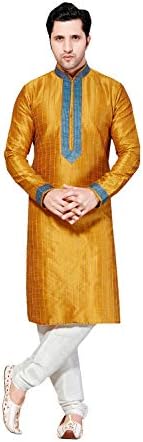 PinkCityCreations Mens Kurta Pajama Wedding Gichha Silk India Party Wear Set of 2.