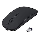 Wireless Mouse, Computer Mouse, Candywe 2.4G Slim Silent Click Noiseless Optical Mouse with USB Receiver, Wireless Mouse for Laptop, Computer, Notebook, Desktop, PC, MacBook (Black)