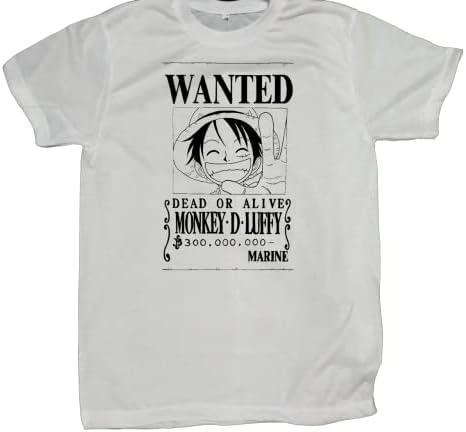 Japanese Anime One piece Luffy Ace WANTED T-shirt (XL short