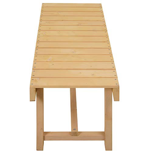 Outsunny Gartenbank, 2-Sitzer Sitzbank, Gartenmöbel, Rustikale Bank, Massivholz, Natur, 110 x 38 x 35 cm – Bild 7