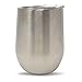 CSBD Stemless Wine Tumbler with Lid and Reusable Straw, 12 ounce, Insulated Stainless Steel Double Walled Drink Cup, Includes Cleaning Brush (Silver, 1 Pack)