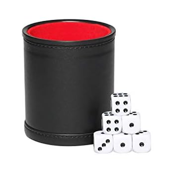 Copo Dados TOPTAN Com Tampa | Forro Feltro Vermelho | Inclui 6 Dados 16mm | Silencioso