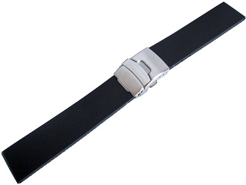 Bonetto Cinturini 18mm Black Rubber Watch Strap Model 300L