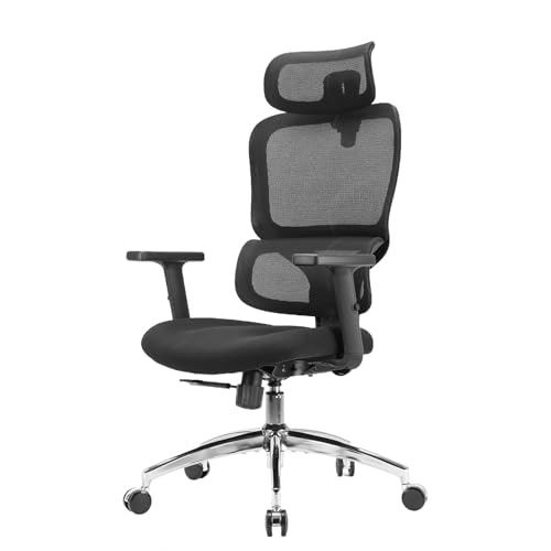 SIHOO M56C Ergonomic Office Chair, Big and Tall Desk Chair with Lumbar Support, Adjustable Headrest, Tilt Function, Swivel Computer Chair, Black