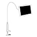 FUTESJ Gooseneck Tablet Stand, Tablet Mount Holder for iPad iPhone Series/Nintendo Switch/Samsung Galaxy Tabs/Amazon Kindle Fire HD and More, 30in Overall Length(Whitesilver)