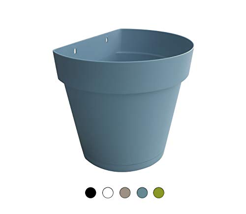 TABOR TOOLS Plastic 8.5 Inch Wall Planter Pot for Vertical Flower Garden, Living Wall or Kitchen Herbs, with Attached Saucer. VEM605A. (Pastel Blue) 