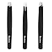 Tweezers Set 3 Pieces- Baulens Stainless Steel Tweezers Slant Tip and Pointed Eyebrows Tweezers,Precision Tweezer Set Used for Grey Hair,Facial Hair,Blackhead and Tick Remover