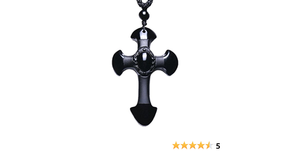Natural Obsidian Cross Pendant 