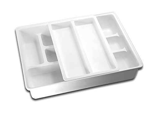 Hiware Double Tiered Cutlery Tray Drawer Insert Plastic Import It All