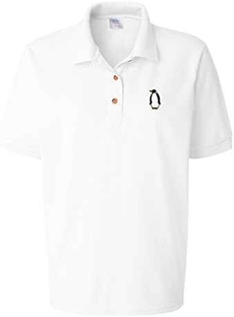 Penguin Style 1 Embroidery Design Adult Cotton Short Sleeve Polo Shirt White Small