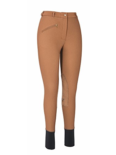 TuffRider Women's Ribb Knee Patch Breeches (Regular), Chocolate, 36