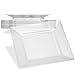 EDGE CLEAR PLASTIC PARTY DISPOSABLE PLATES | 11 Inch Hard Square Large Wedding Dinner Plates, 20 Ct | Elegant & Fancy Heavy Duty Hard Party Supplies Plates for Holidays & Occasions