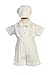 Boys Poly Cotton Suspendered Shorts Christening Romper with Matching Hat