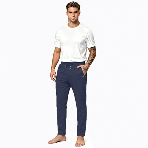 Tansozer Men's Tracksuit Bottoms Cotton Sport Joggers with Zip Pockets