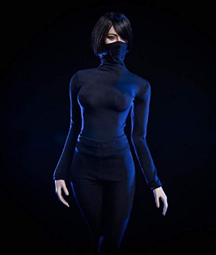 Studio one 1/6 Scale Female Clothes Set 18XG24 Tight Pants and Coat High Collar Black for 12''Action Figure Accessories Model Cloth for Doll