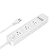 Elinker 3-Outlet Power Strip, with 4 USB Charging ports Home/Office Surge Protector with 6.6ft Extension Cord for Smartphone and Tablets White primary