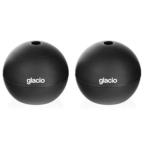 glacio Round Ice Cube Molds - Whiskey Ice Sphere Maker - Makes 2.5 Inch Ice Balls - 2 Pack