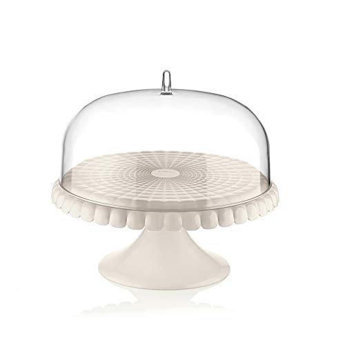 Guzzini - Tiffany, Kleine Tortenplatte mit Fuss und Haube - Milchweiss, Ø 30 xh 27 cm - 199401156, Weiss