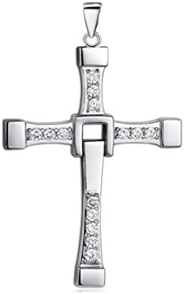 NYENEILthe Fast and Furious Men With 925 Sterling Silver Set Auger Cross Pendant