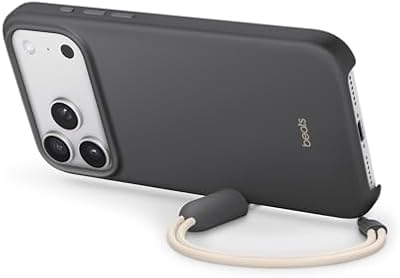 iPhone 17 Pro Max Kickstand Case mit MagSafe und Kamerasteuerung, integrierter Ständer und Trageschlaufe, Matte Außenseite mit Innenfutter aus Mikrofaser – Granitgrau