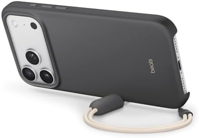 Custodia Cavalletto per iPhone 17 Pro Max con MagSafe e Controllo fotocamera, cordino che funge da supporto integrato, finitura opaca, fodera in microfibra – Grigio granito