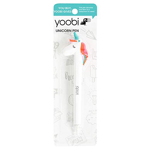 Yoobi White Unicorn Ballpoint 2-Pack Pens | Set of 2 | Fun, Trendy Writing for School, Desk, Work | Black Ink | 0.8mm Medium Tip