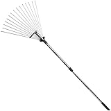 Gonicc 63 inch Professional Adjustable Garden Leaf Rake, Expanding Metal Rake - Adjustable Folding Head From 7 Inch to 22 Inch. Collect Leaf Among Delicate Plants,Lawns and Yards, Hand Garden Scissors