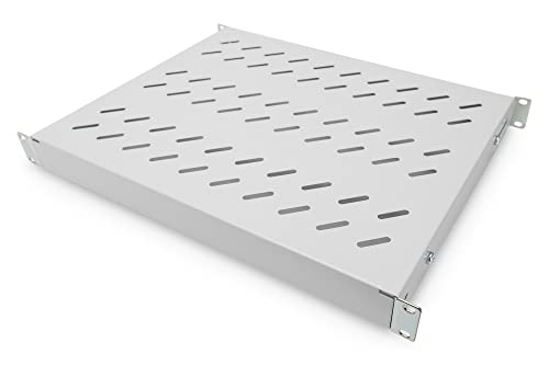 DIGITUS Shelf - Variable depth - For fixed installation - 19-inch - 1U - Load capacity 50 kg - For network and server cabinets - From 600 mm cabinet depth - Grey