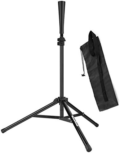 BaseGoal Batting Tee Baseball Tee Softball Travel Portable Tee Tripod Stand Rubber Tee for Batting Training Practice with Carrying Bag